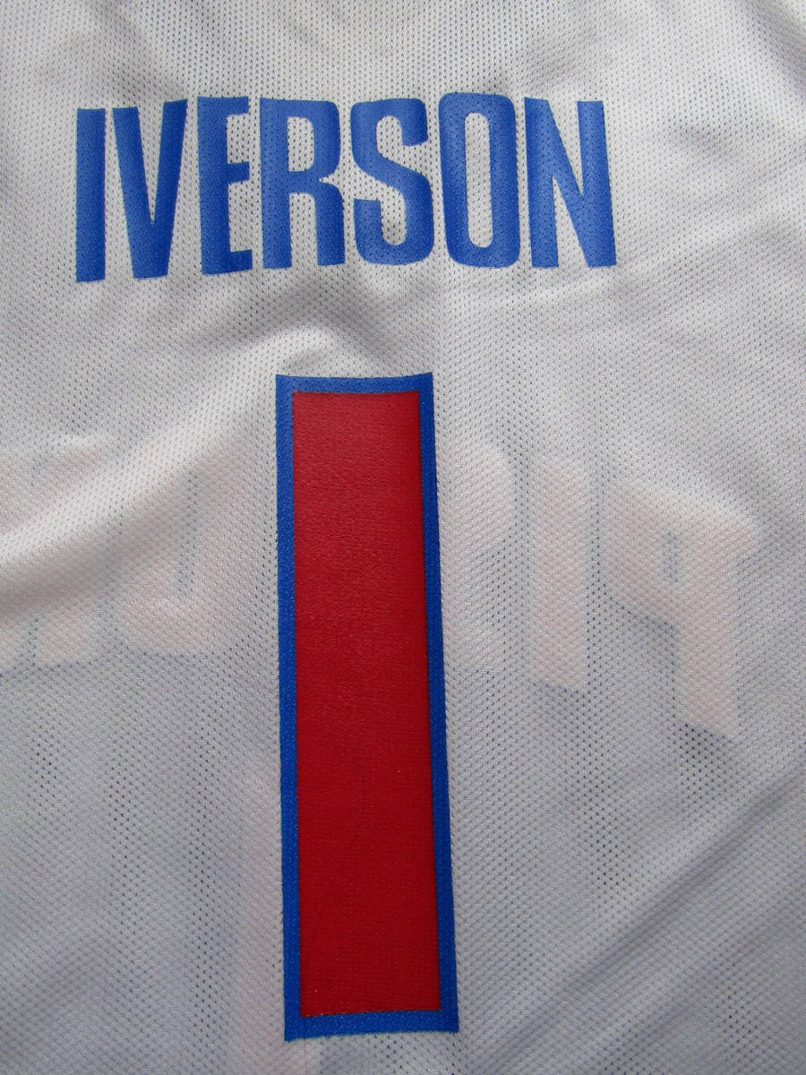 【美品】 NBA IVERSON #1 アレン・アイバーソン PISTONS デトロイト・ピストンズ adidas アディダス ユニフォーム ジャージ バスケ XL_画像5