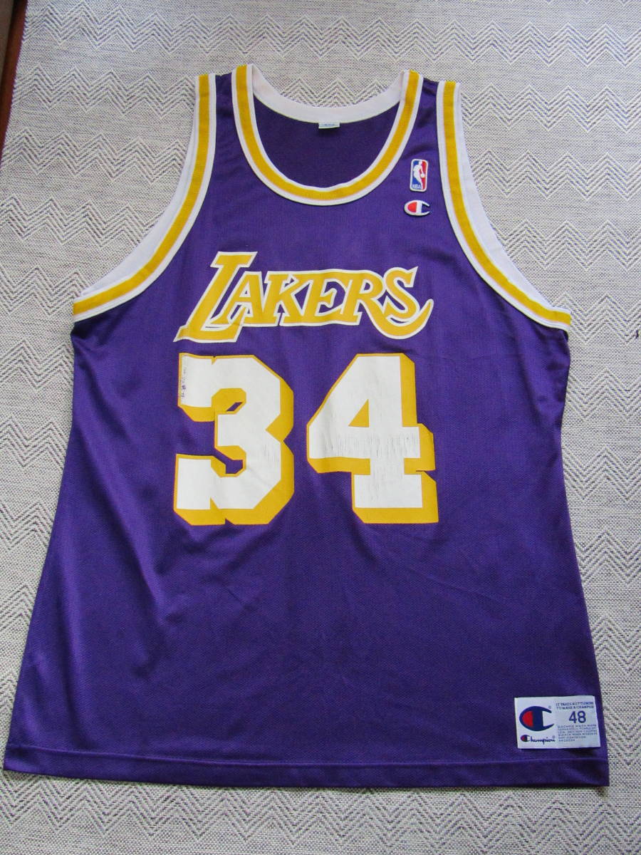 ★希少 NBA O’NEAL シャキール・オニール #34 LAKERS ロサンゼルス・レイカーズ Champion チャンピオン ヴィンテージ ユニフォーム シャツ_画像1