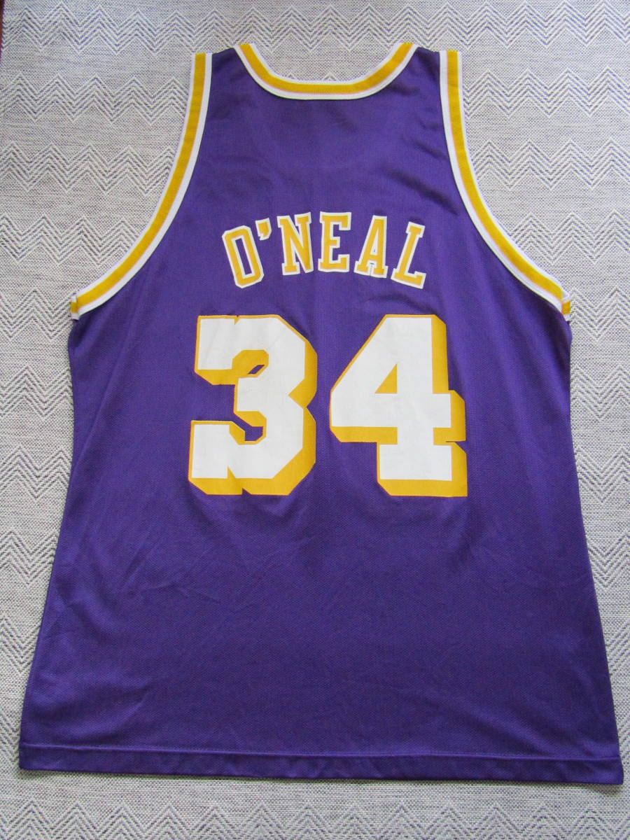 ★希少 NBA O’NEAL シャキール・オニール #34 LAKERS ロサンゼルス・レイカーズ Champion チャンピオン ヴィンテージ ユニフォーム シャツ_画像2