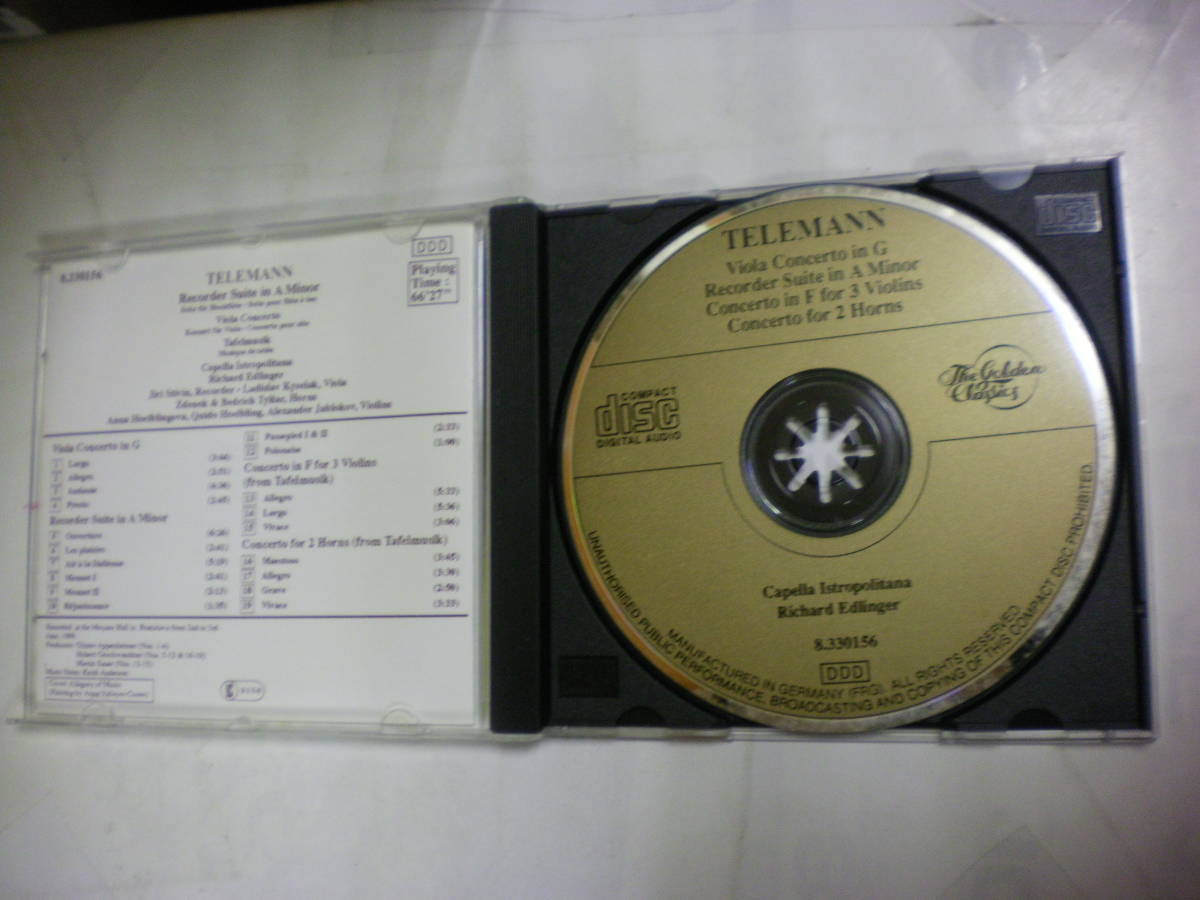 CD クラシック[ テレマン ]ヴィオラとストリングスのためのコンツァルト 他 指揮リチャード・エドリンガー TheGoldenClassics 送料無料_画像3