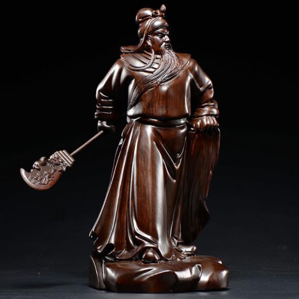 木彫仏像 仏教工芸 精密細工 関羽像 精密彫刻 極上品 黒檀木 仏師で