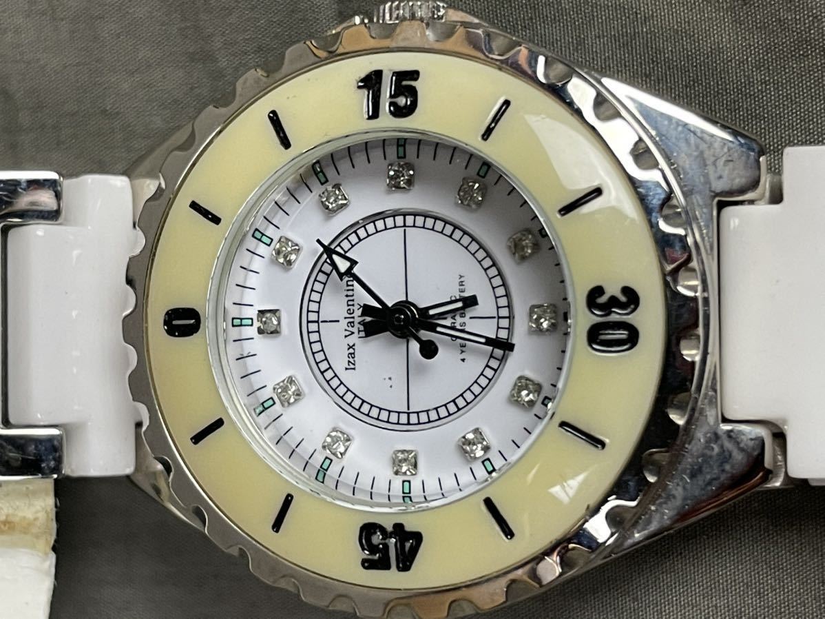アイザック バレンチノIzax Valentino レディース 腕時計 IVL-3000-1 ホワイト 白 文字盤 シルバー SS ラインストーン ラウンド アナログ_画像7