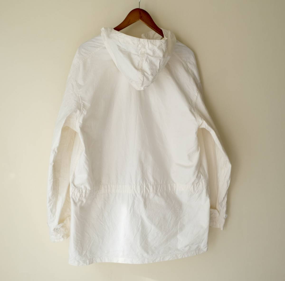 50s[ France army Vintage ] cotton ano rack Parker jacket / eggshell white white series / Work Europe smock shirt old clothes 