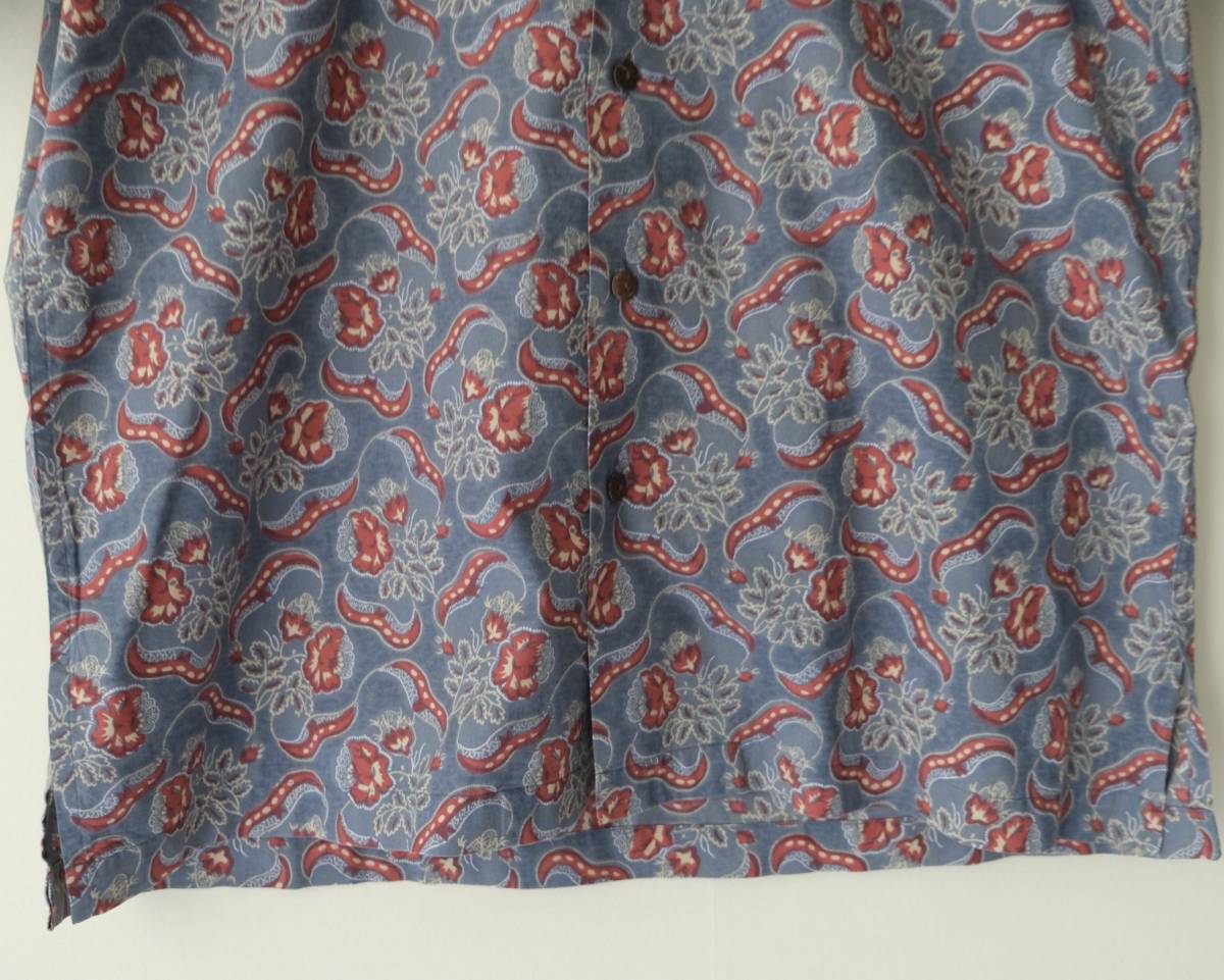  прекрасный товар 90s[ RALPH LAUREN ] Ralph Lauren CLAYTON хлопок растения рисунок открытый цвет рубашка с коротким рукавом / Vintage polo. воротник общий рисунок 