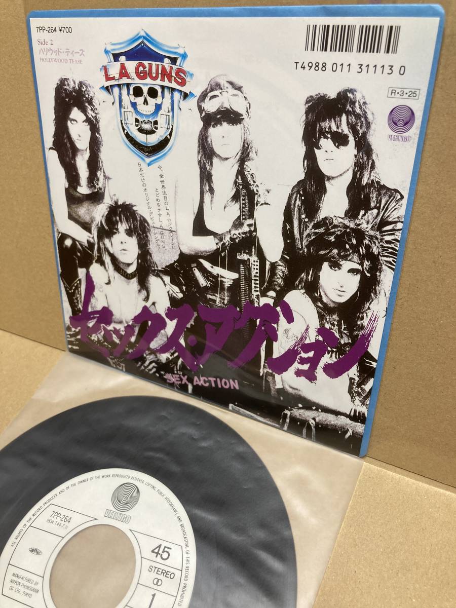 美盤7''！L.A.ガンズ L.A. Guns Sex Action セックス・アクション Vertigo 7PP-264 国内盤 HEAVY METAL GLAM ROCK 1988 JAPAN 1ST PRESS NM_画像1