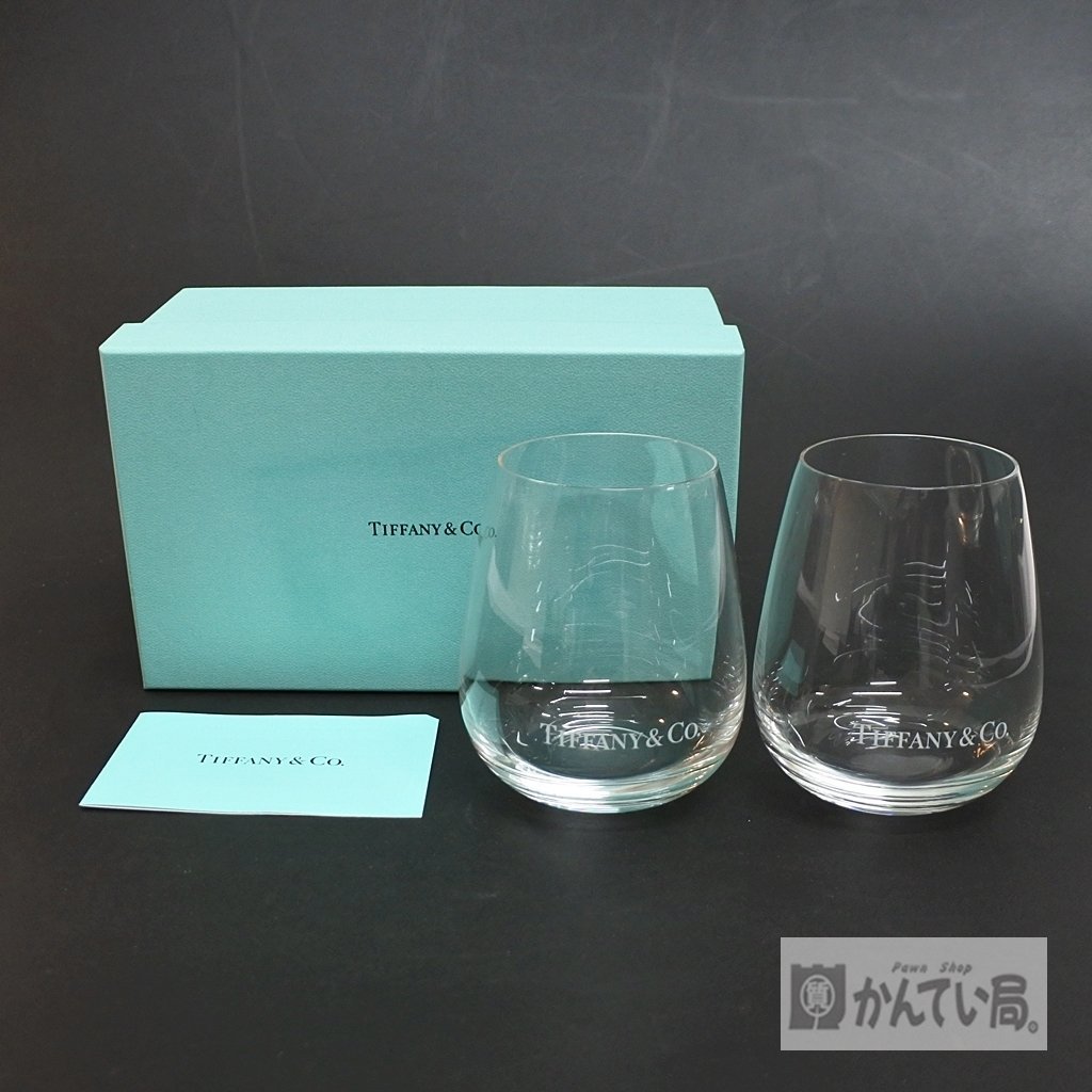 TIFFANY＆Co. ティファニー ガラス タンブラー グラスセット 2客 ロゴ ペア 外箱有り ロックグラス クリア_TIFFANY＆Co.　グラスセット 2客