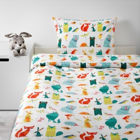 * IKEA Ikea * LATTJO latch ... futon cover & pillow cover, animal, multicolor <150x200/50x60 cm> postage 520 jpy ~ 2h