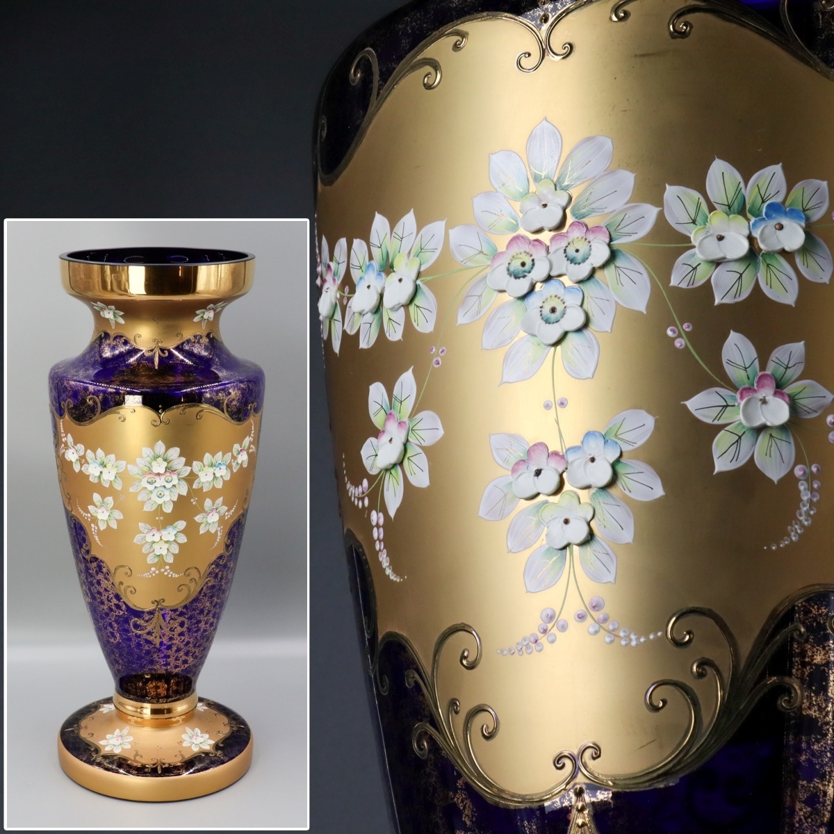 宙】ベネチアングラス 花瓶 60.2cm 特大サイズ ケース付 金彩 宙】ベネチアングラス 花瓶 60.2cm 特大サイズ ケース付 金彩