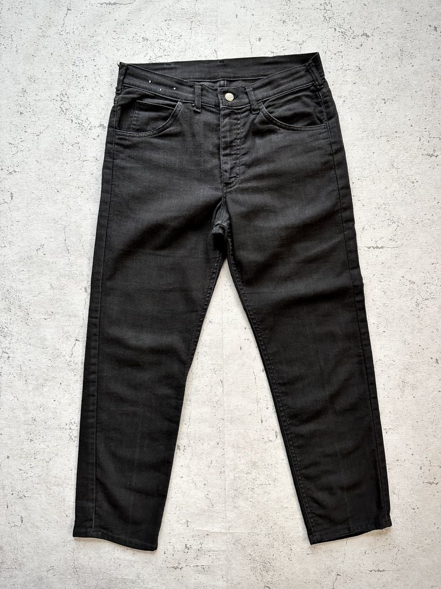 60s70s USA製 Lee LASTIC BLACK DENIM VINTAGE アメリカ製 リー 黒タグ ブラックデニム ストレッチ ビンテージ ★ リーバイス 612 606 ★_画像2