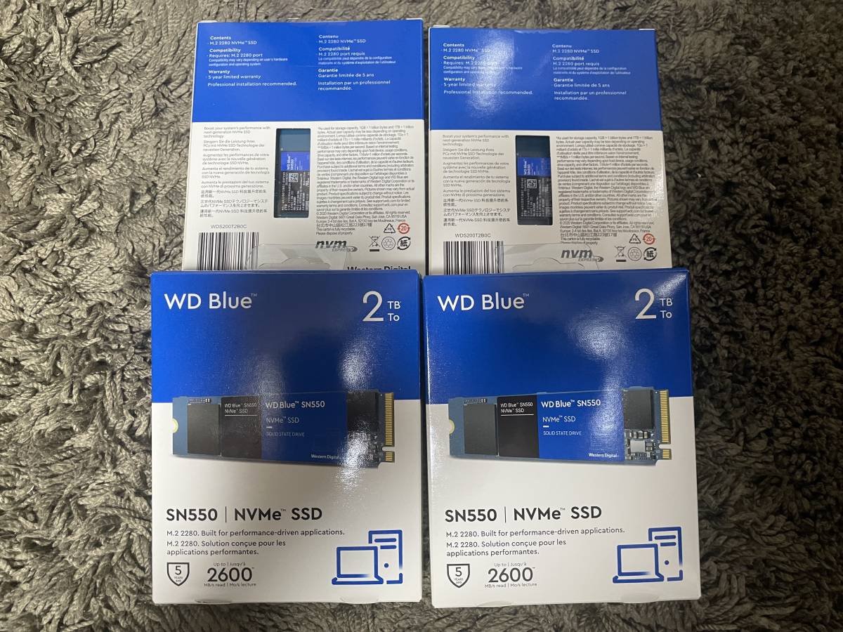 4枚セット WD Blue SN550 NVMe WDS200T2B0C 2TB M.2 SSD