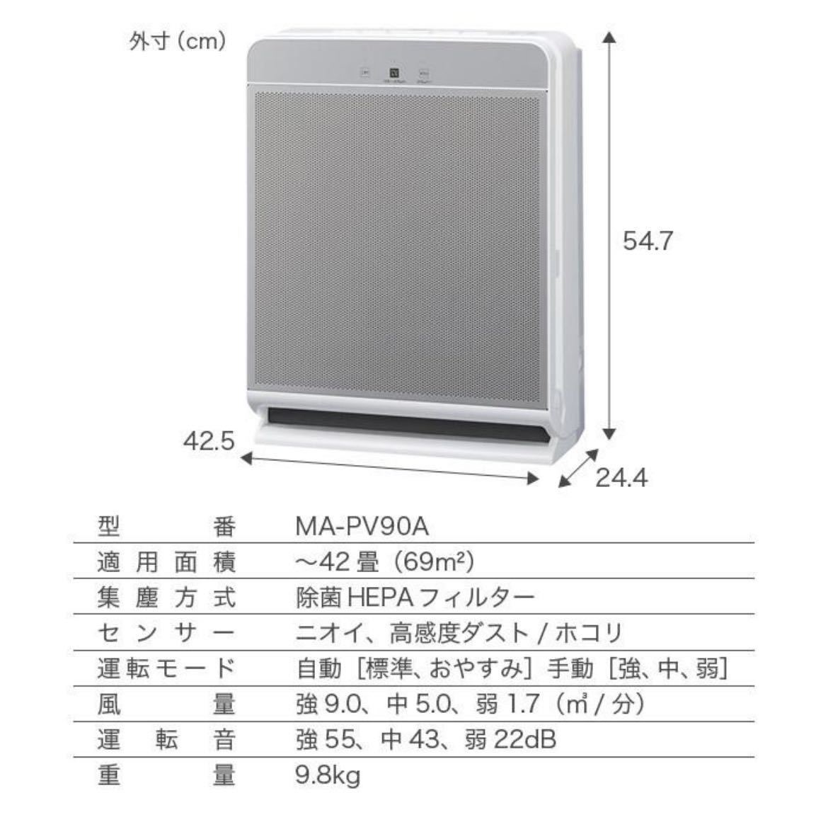 ヤフオク! - ◇三菱 空気清浄機 〜42畳 MA-PV90A-S 202...