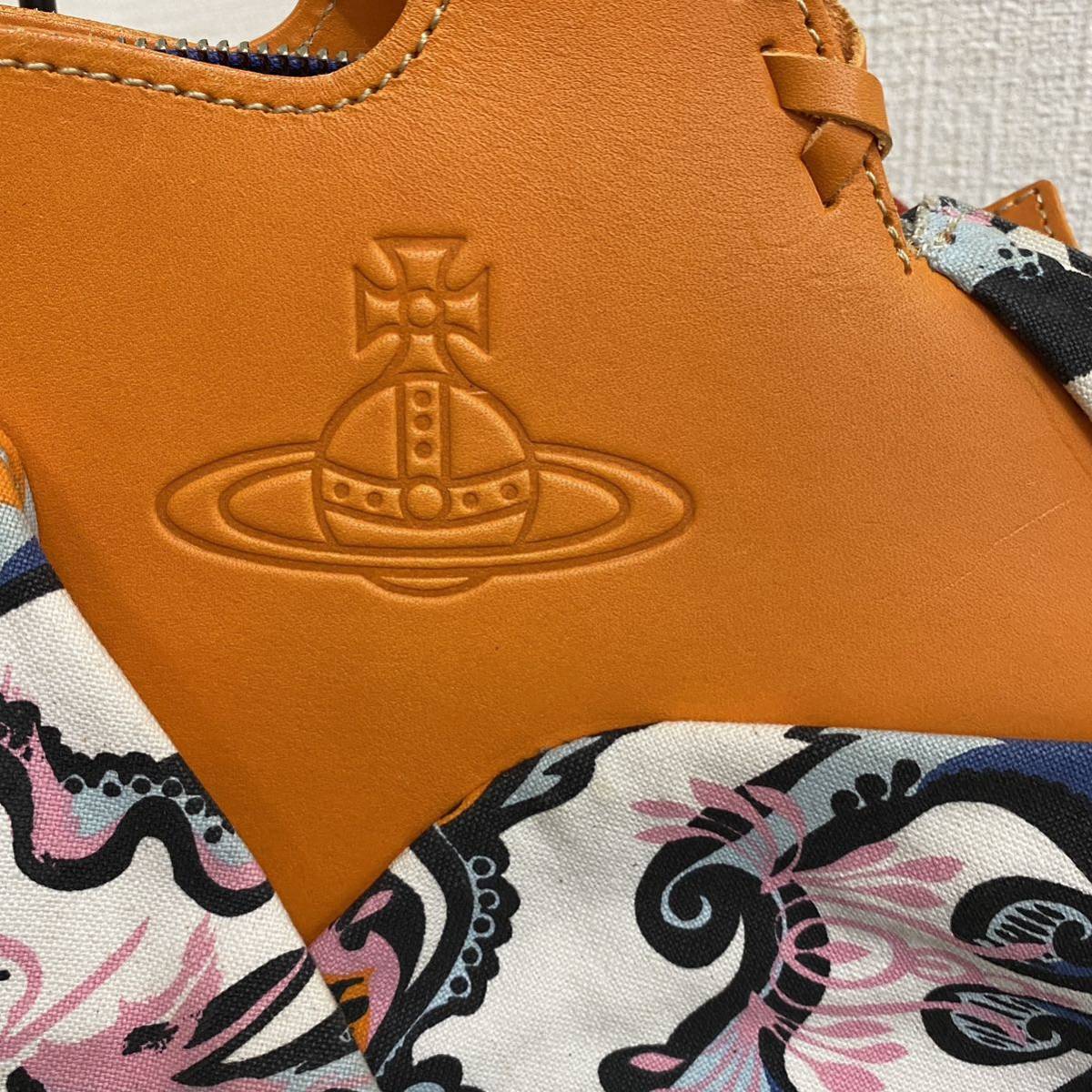 Vivienne Westwood　ヴィヴィアンウエストウッド　2way ハンドバッグ 　ショルダバッグ　コットン　レザー　no.49_画像2