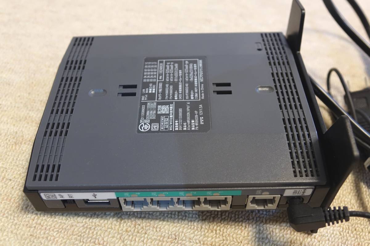 中古☆ NEC Aterm PA-WR8600N-HP Wi-Fi 無線LANルーター 有線LAN USBポート搭載 300Mbps 無線LAN ワイヤレス ハイパーロングレンジ _画像4