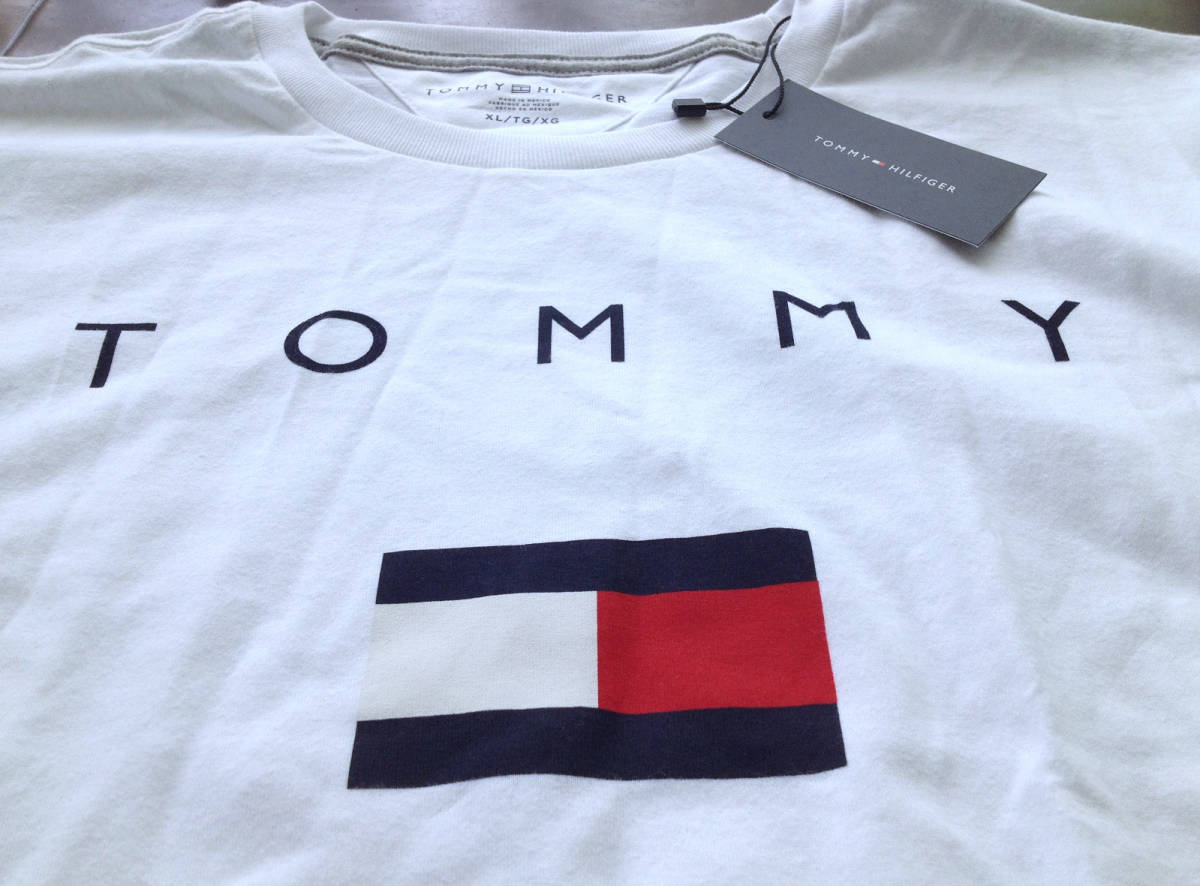 【既決USA】トミーヒルフィガー★TOMMY HILFIGER@完売胸元【TOMMY Flag】ロゴ入長袖Tシャツ【ESSENTIAL LONG-SLEEVE LOGO T-SHIRT】白@@2XL_画像9