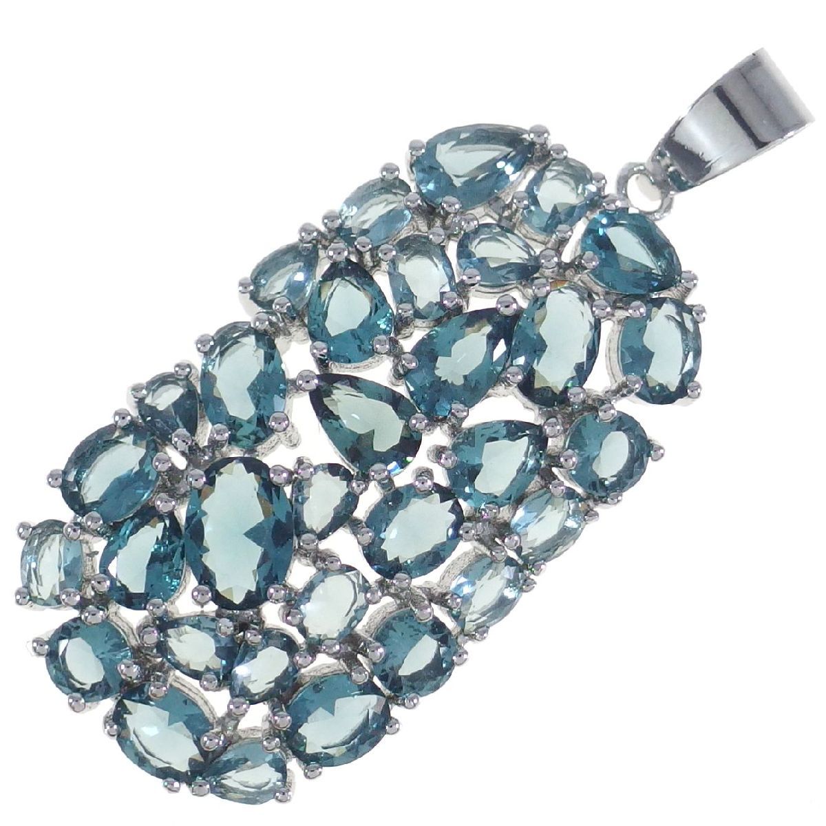 A8715*[925]* blue group topaz color Stone * blue color silver Phil do* new goods pendant * necklace .*