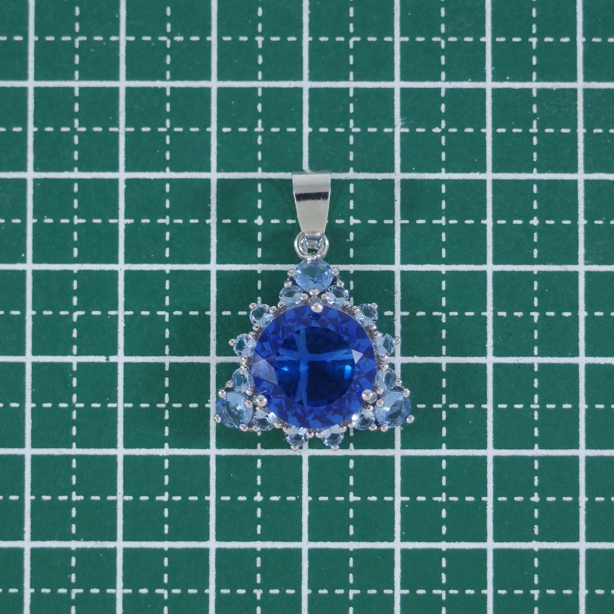 A8719*[925]* blue group tanzanite color Stone * blue color silver Phil do* new goods pendant * necklace .*