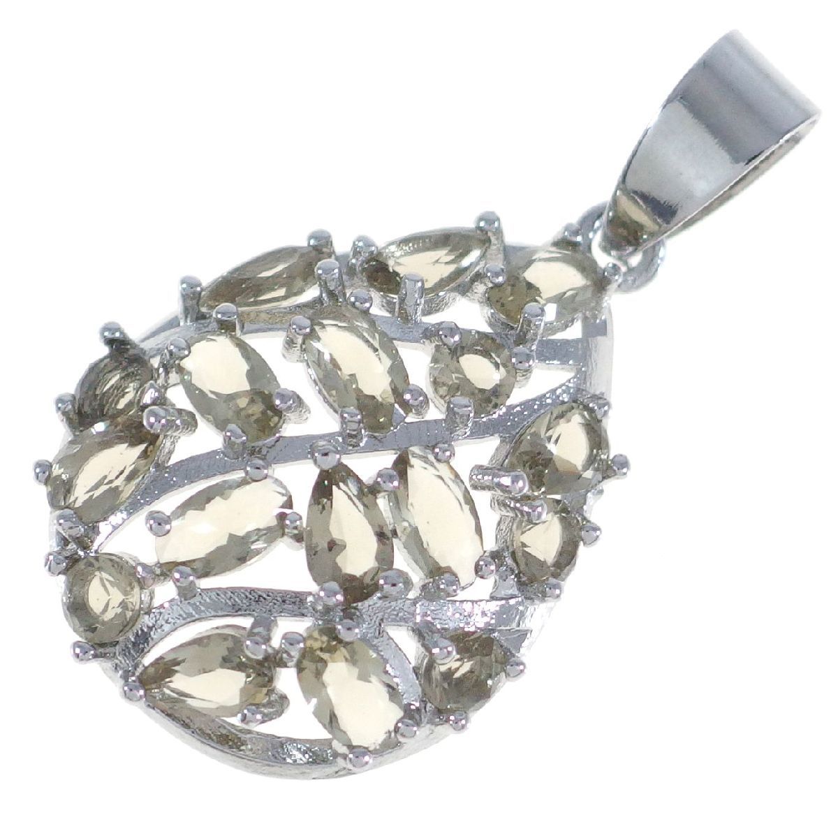 A8744*[925]* gray series smoky topaz color Stone * silver Phil do* new goods pendant * necklace .*