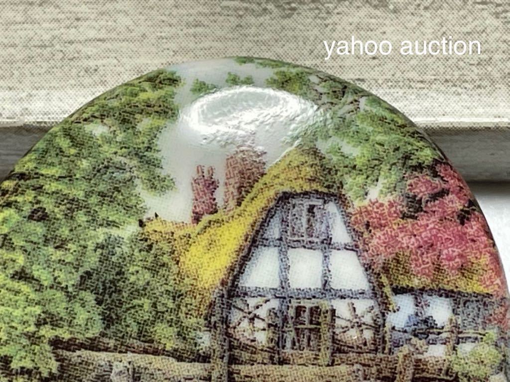 陶器ボタン　1個　イギリス　ヴィンテージ　37ミリ　バーチクロフト社　風景　水車のある家　バーチクロフトチャイナ_画像2
