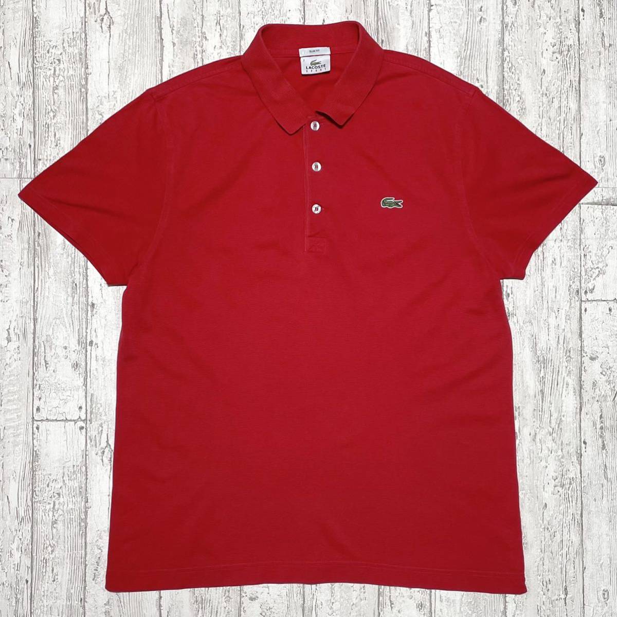 【人気アイテム】LACOSTE ラコステ 半袖 ポロシャツ ビッグサイズ サイズ7 レッド ワニ 23-95