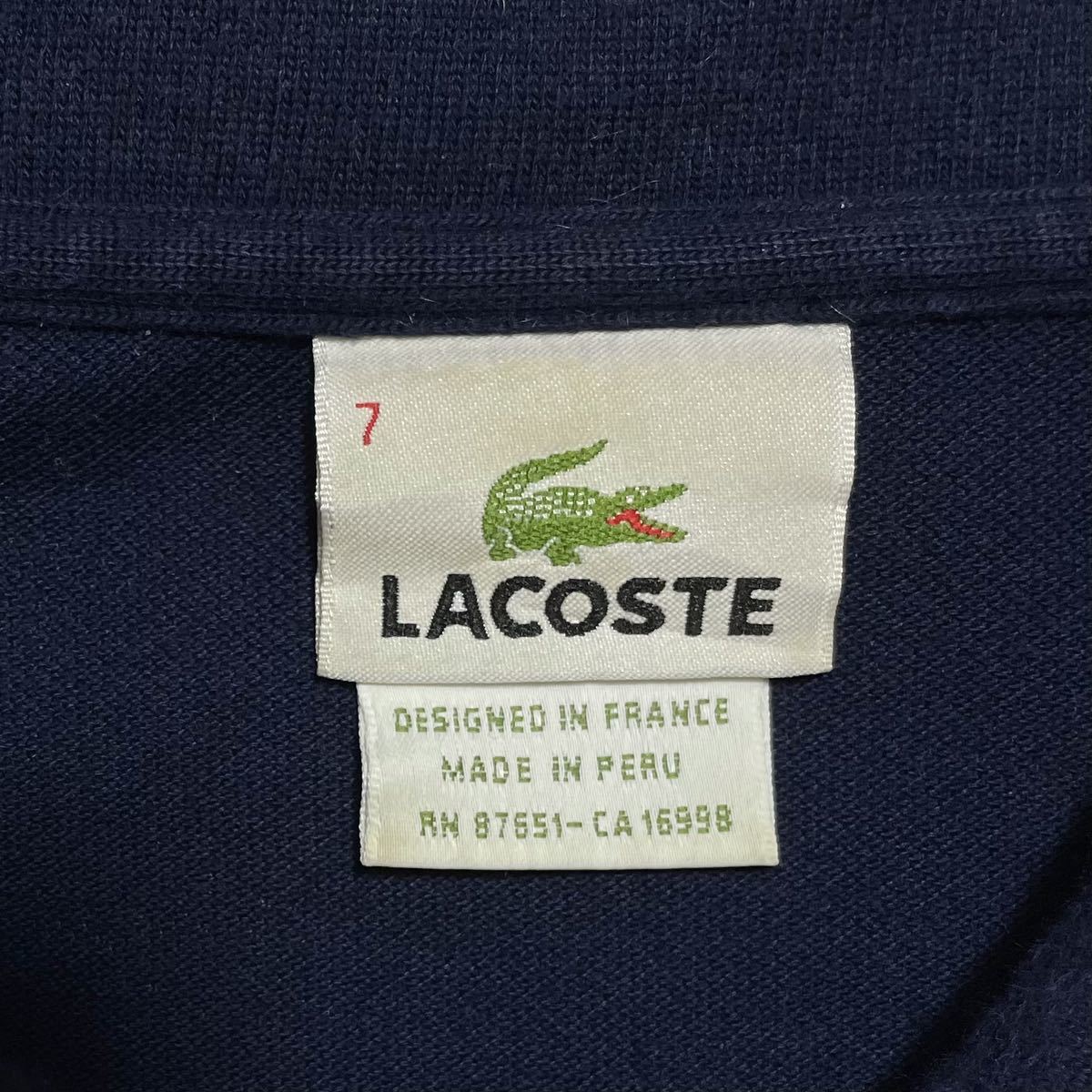 【人気アイテム】LACOSTE ラコステ 半袖 ポロシャツ ビッグサイズ サイズ7 ネイビー ワニ 23-103_画像7