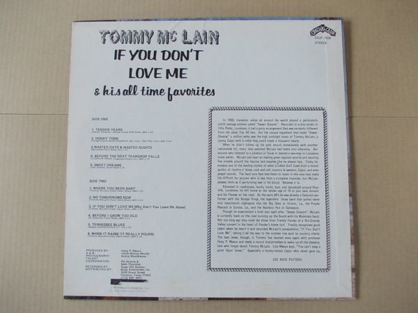 P7569 即決 LPレコード TOMMY McLAIN『IF YOU DON’T LOVE ME』 輸入盤 US盤？の画像2