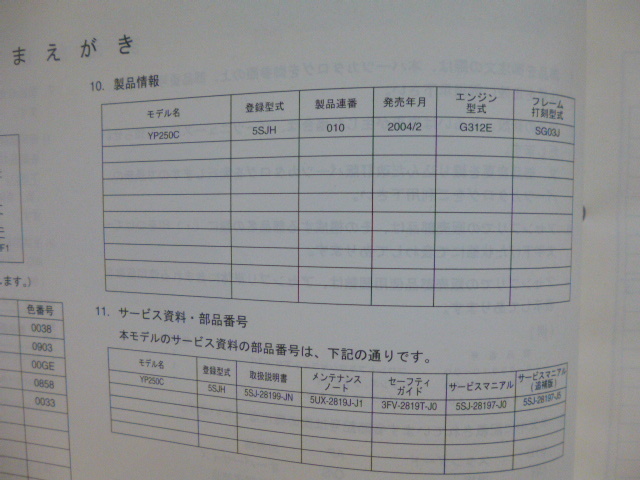 ヤマハ パーツリストマジェスティYP250C（５SJH)5SJ-28198-1C-J1送料無料_画像3