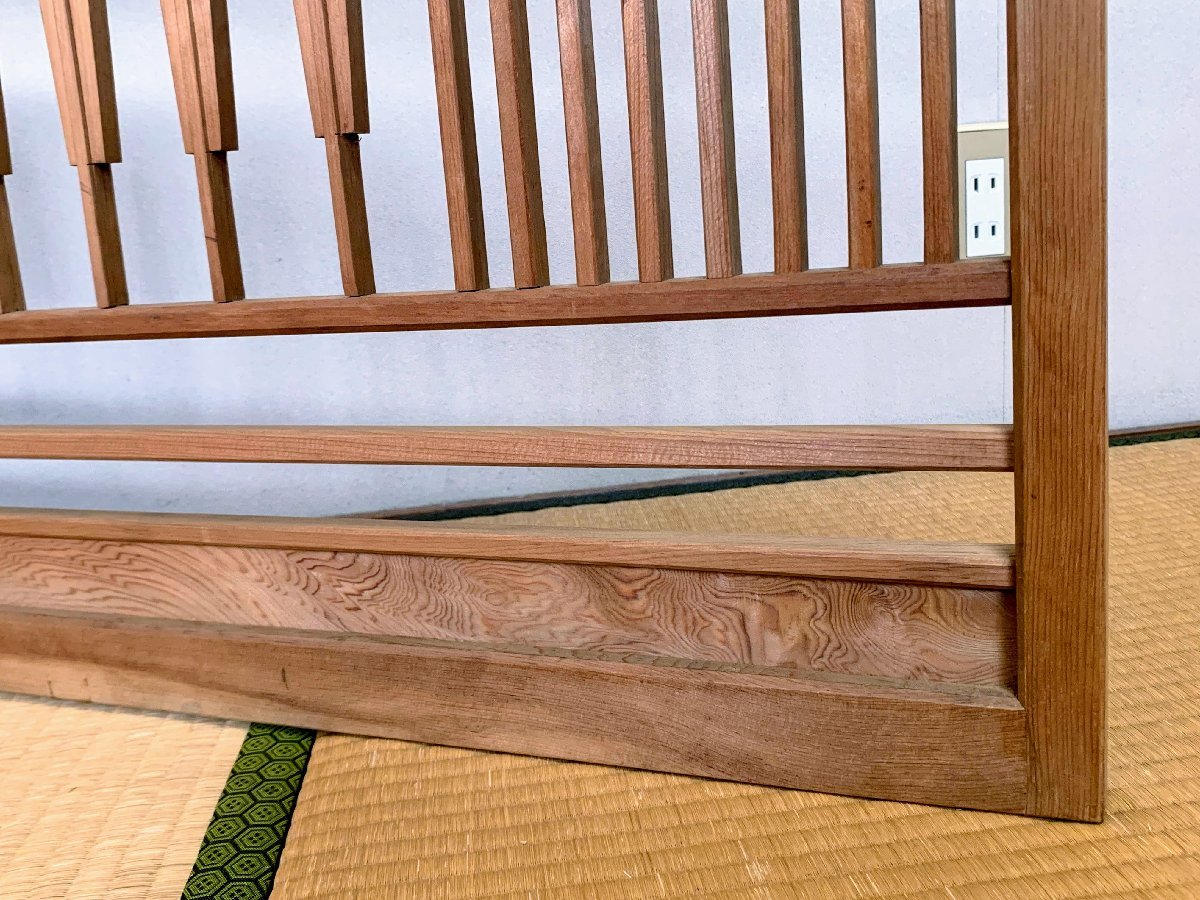 11951/風呂先屏風 木地 竹細工 扇子拍子木 結界 仕切り 茶道具