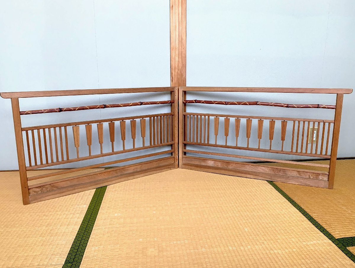 11951/風呂先屏風 木地 竹細工 扇子拍子木 結界 仕切り 茶道具 | www