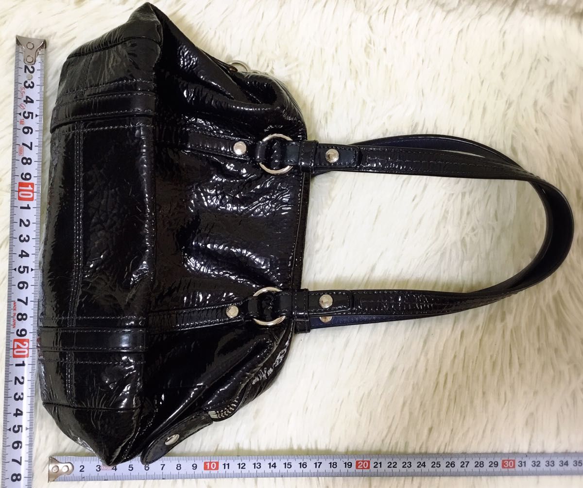 コーチCOACH　レディース　ハンドバッグ　ミニハンドバッグ　フォーマル　ビジネス　ネイビー紺色　45570　エナメル　美品