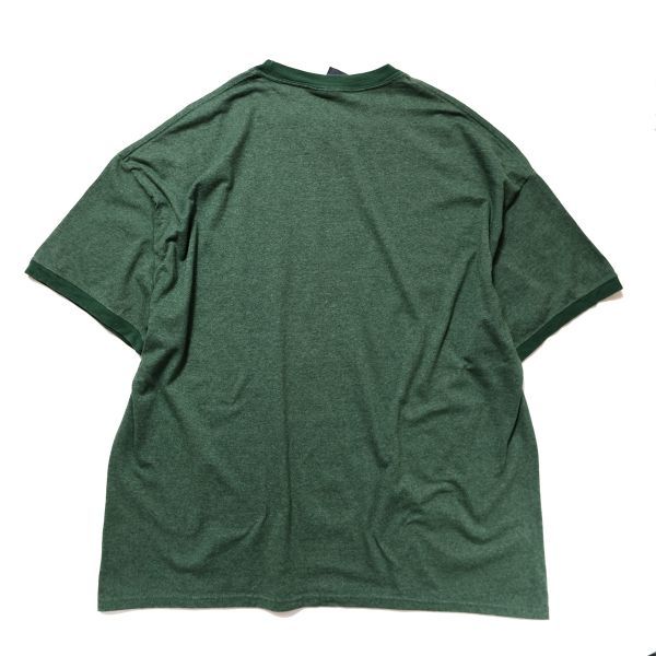 90's 00's ベーシックエディション クルーネック リンガー Tシャツ 半袖 (XL) 霜降り緑×緑 無地 90年代 00年代 旧タグ オールド_画像2