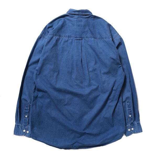 90's ギャップ GAP インディゴ染め コットン ツイルシャツ (M) 長袖 90年代 旧タグ オールド ビッグサイズ 青タグ デカタグ Y2K_画像2