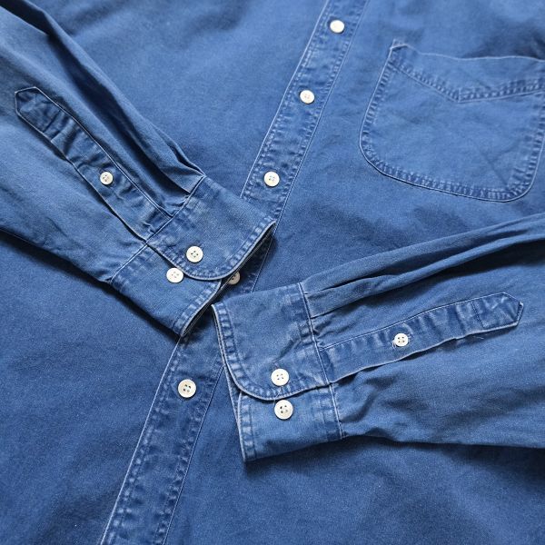 90's ギャップ GAP インディゴ染め コットン ツイルシャツ (M) 長袖 90年代 旧タグ オールド ビッグサイズ 青タグ デカタグ Y2K_画像6