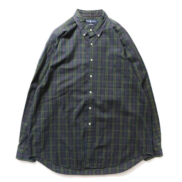 90's ラルフローレン タータンチェック オックスフォード ボタンダウンシャツ (XL) ビッグシャツ THE BIG SHIRT 90年代 旧タグ オールド_画像1