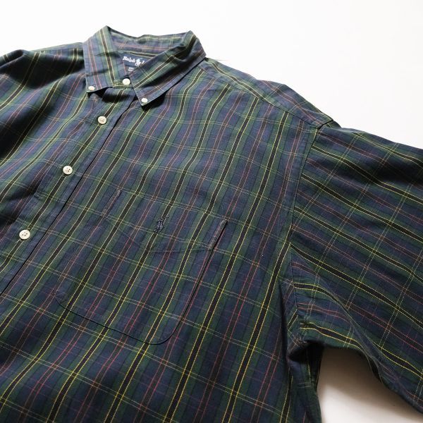 90's ラルフローレン タータンチェック オックスフォード ボタンダウンシャツ (XL) ビッグシャツ THE BIG SHIRT 90年代 旧タグ オールド_画像3
