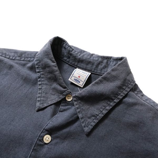 00's オールドネイビー リネン×コットン シャツ 長袖 (M) 墨黒 無地 00年代 舊タグ オールド GAP ギャップ OLD NAVY 2004年制 Y2K
