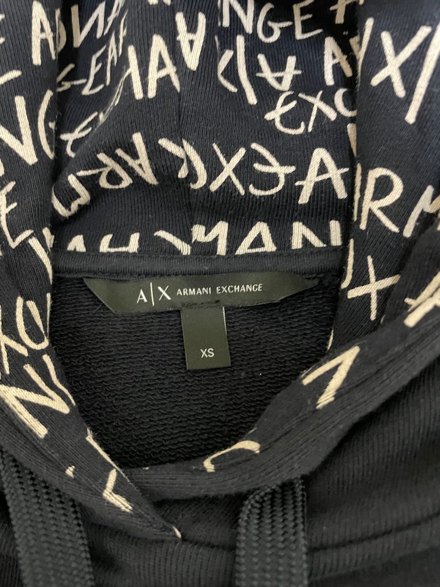 アルマーニ エクスチェンジ ワンピース ARMANI EXCHANGE 総柄 ロゴフード 半袖 ロング プルオーバー パーカー