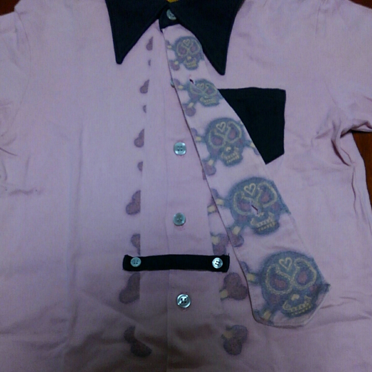 ブーフーウー　バックアレイ　BACK ALLEY　半袖シャツ　ネクタイ一体型　90㎝　中古　ピンク_画像4