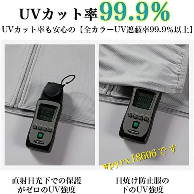 50倍日焼け止めパーカー 日焼け止め服 レディース メンズ フード付き パーカー 長袖 日焼け止め 夏 薄手 通気 男女兼用/グレー_画像2