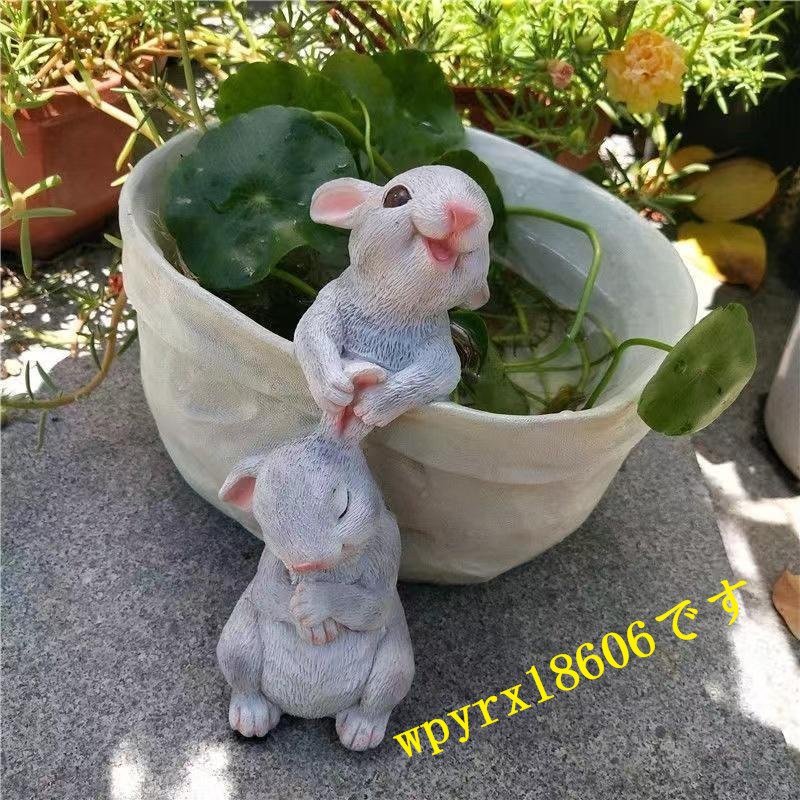 多肉植物鉢 植木鉢 プランター ウサギの植木鉢 装飾用キノコ付き ウサギちゃんの植木鉢 ペン立て ホームオフィスデスクの装飾 プレゼント用_画像3