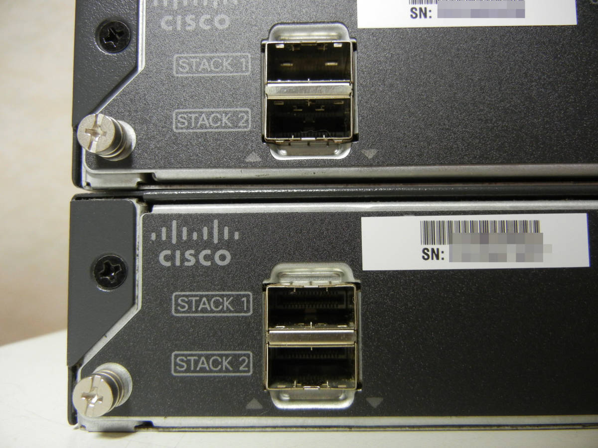 《》【中古】2台SET Cisco WS-C2960X-48TD-L Catalyst 2960-Xシリーズ Stackモジュール付き 初期化_画像3