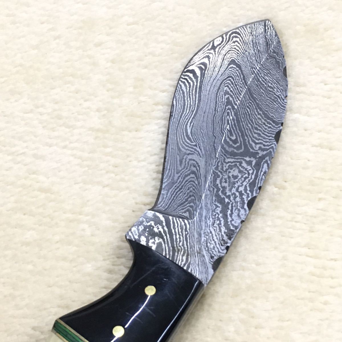 ブッシュナイフ ダマスカス模様 刃物 アンティーク 全長約18cm