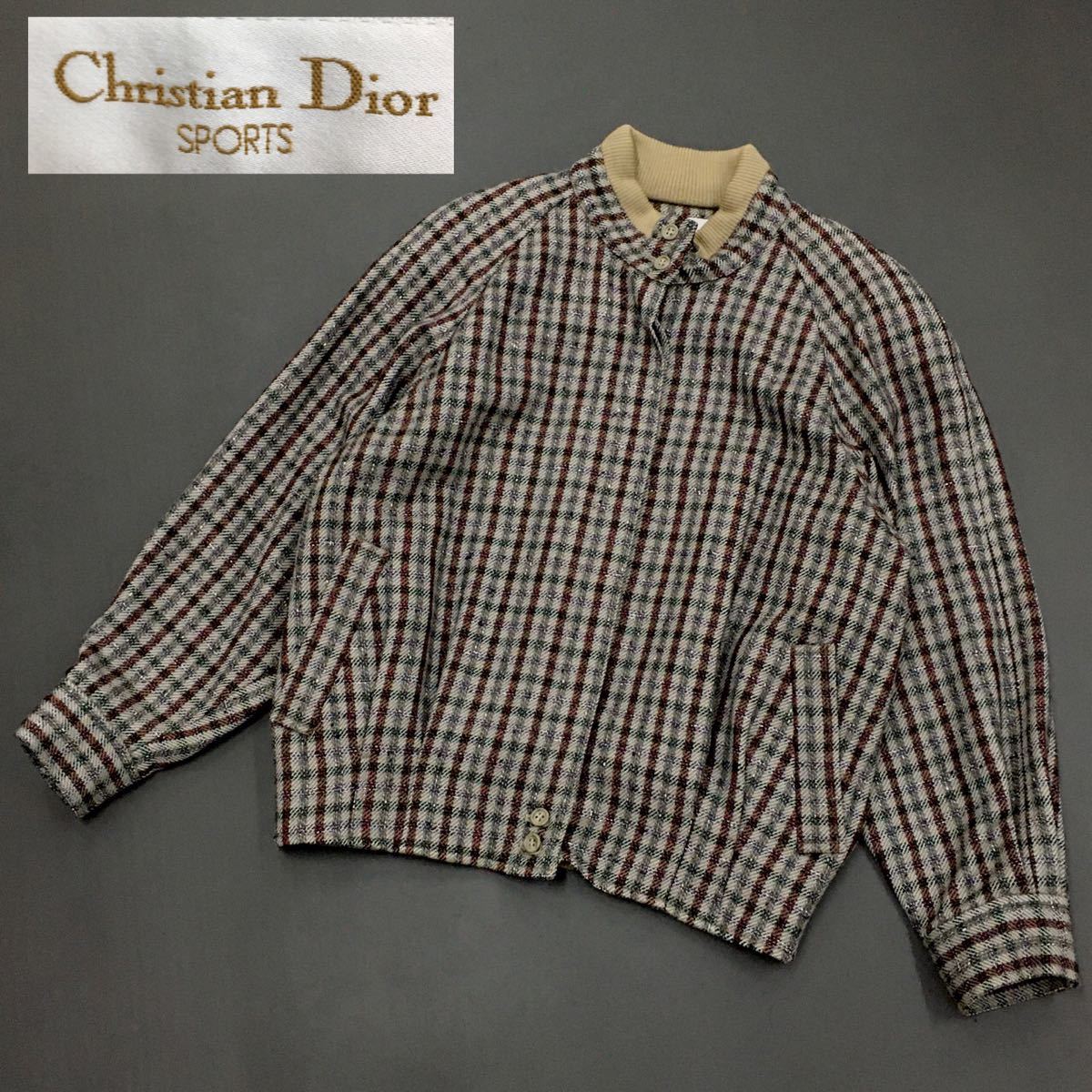 Christian Dior SPORTS クリスチャンディオール スポーツ スタンドカラー ブルゾン チェックジャケット ウール メンズ サイズM