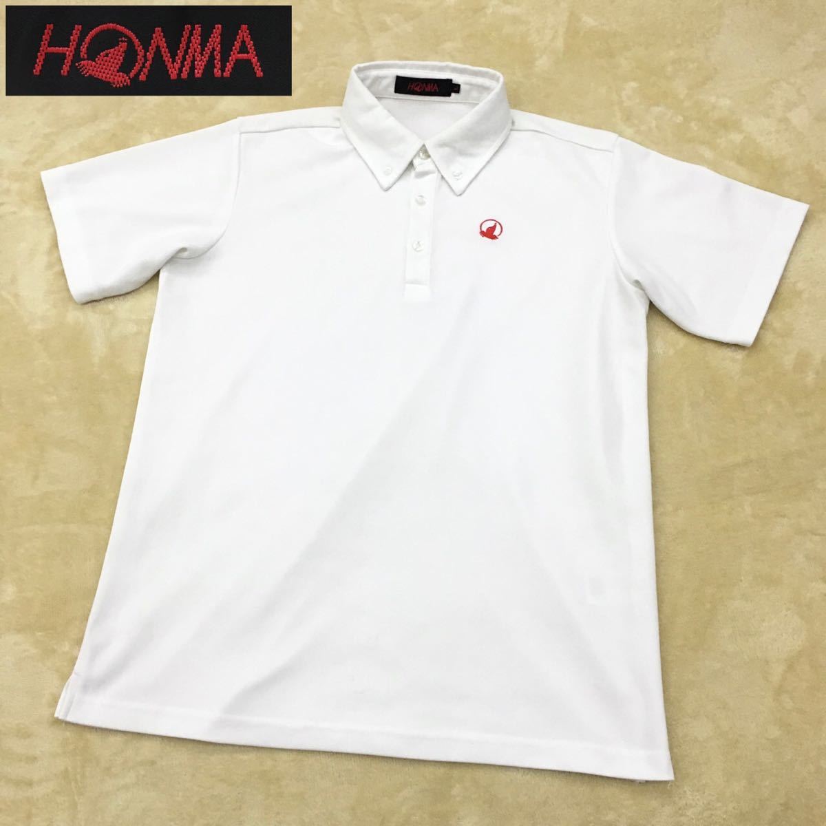本間ゴルフ honma golf 白 半袖ポロシャツ ゴルフウェア 日本製 m