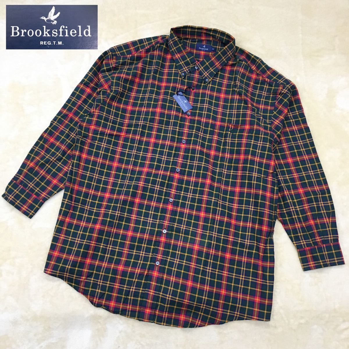 Brooks field ブルックスフィールド 長袖チェックシャツ メンズ 大きいサイズ 5L タグ付き未使用 デッドストック_画像1