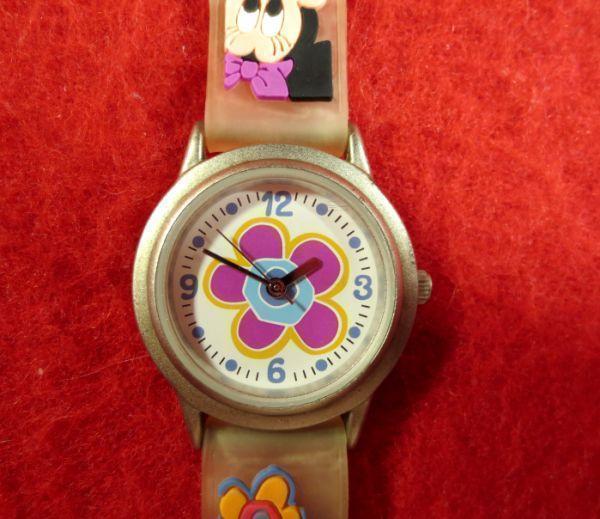 DN5I2)* исправно работает наручные часы *Disney Mickey Disney * Mickey * круг форма . цветок minnie .