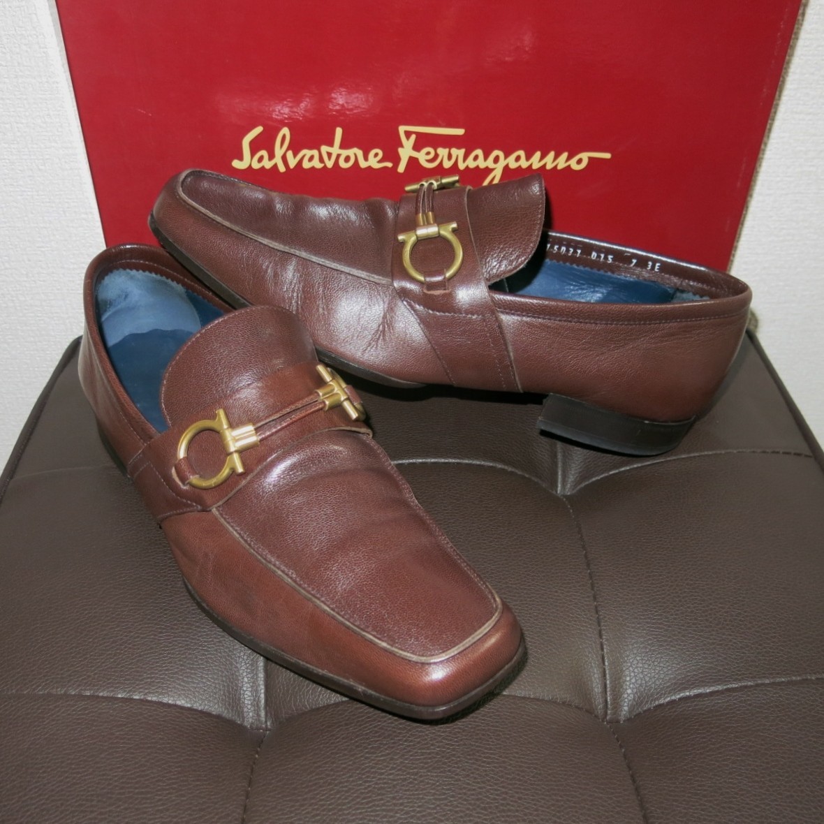 フェラガモらしい高級感|Salvatore Ferragamo|7EEE|25.5㎝|ガンチーニローファー|濃茶|i1094【0723-05】