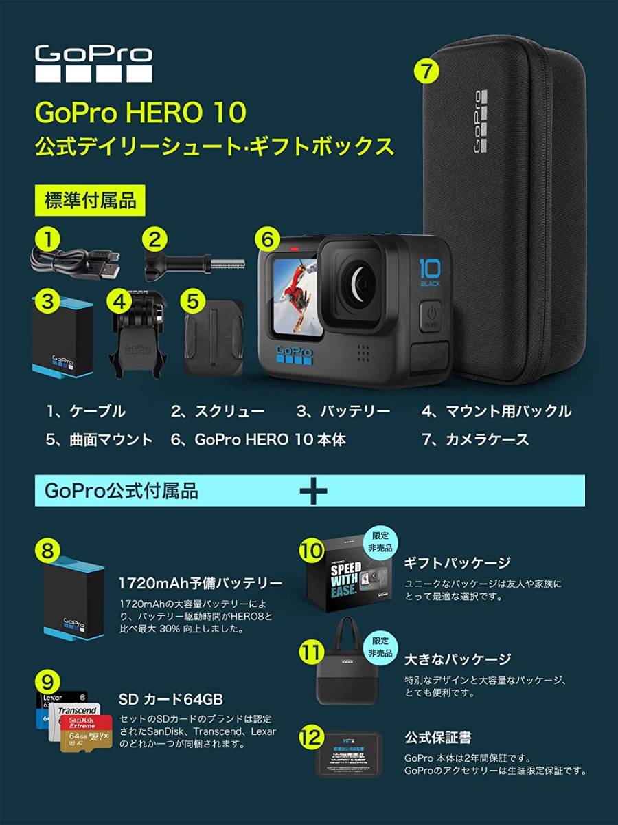 新品同様 GoPro HERO10 Black ブラック 限定公式デイリーシュート