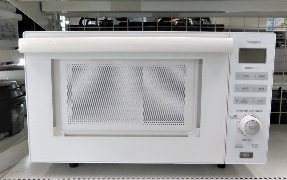中古品】 ツインバード オーブンレンジ 18L 50/60Hz共用 縦開き 庫内