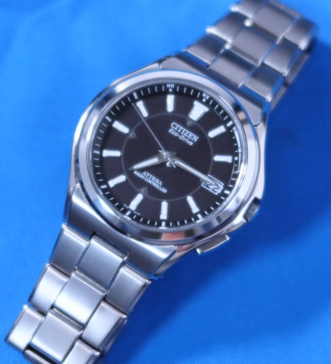 美品 シチズン アテッサ ATD53-2841 電波ソーラー チタン メンズ腕時計 中古完全動作品