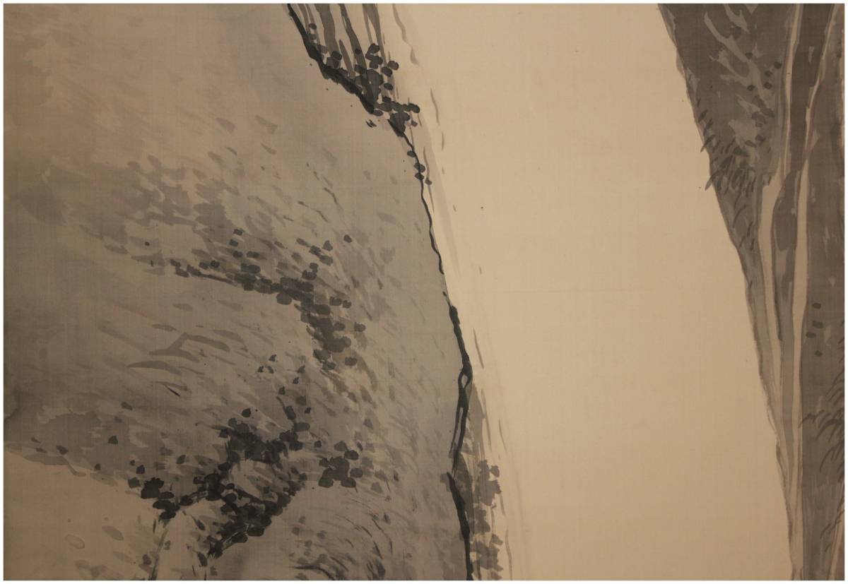 真作」 鑑定 群馬画家・【小室翠雲】 水墨勢雲大瀑図 大幅 掛軸 共箱 真作」 鑑定 群馬画家・【小室翠雲】 水墨勢雲大瀑図 大幅 掛軸 共箱
